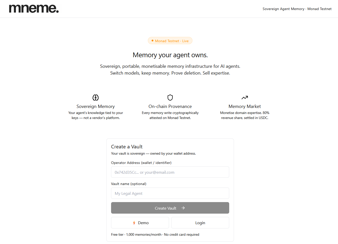 MNEME landing page